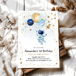 Weltraum Astronaut Planet Galaxie Geburtstag  Einladung