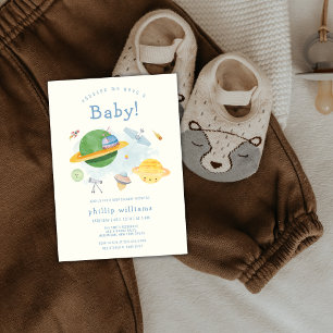 Weltraum-Astronaut-Raumschiff-Baby-Party  Einladung