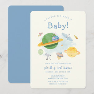 Weltraum-Astronaut-Raumschiff-Baby-Party Einladung
