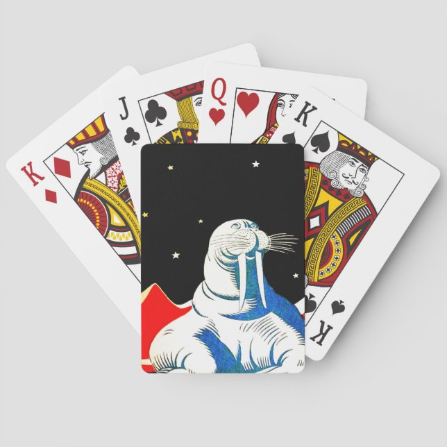 Weltraum Astronaut Walrus Spielkarten (Rückseite)