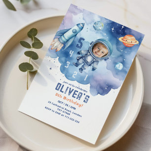 Weltraum-Astronauten-Countdown 5. Foto Einladung