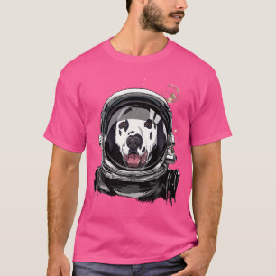 Weltraum Astronauten Dalmatiner Gepunkteter Hund L T-Shirt