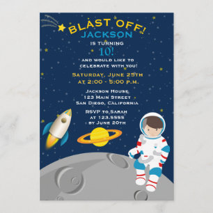 Weltraum-Astronauten-Geburtstags-Party Einladung