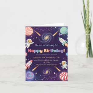 Weltraum-Astronauten-Kinder Alles Gute zum Geburts Einladung