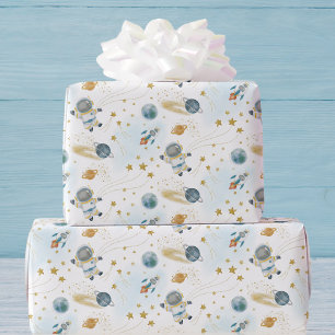 Weltraum-Astronauten-Kinder-Geburtstag Geschenkpapier