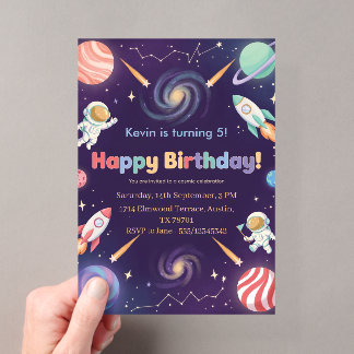 Weltraum-Astronauten-Kinder Happy Birthday-Party Acryleinladungen