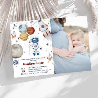 Weltraum-Astronauten Kinderdusche Foto Einladung