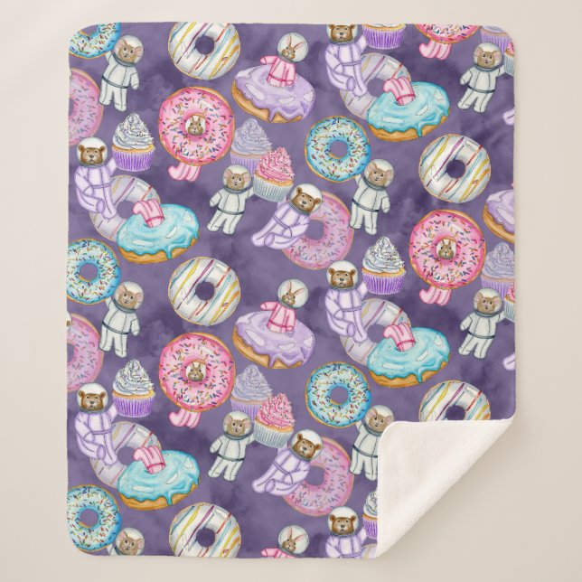 Weltraum-Astronautenwälder Freunde süßer Leckereie Sherpadecke (Vorderseite)