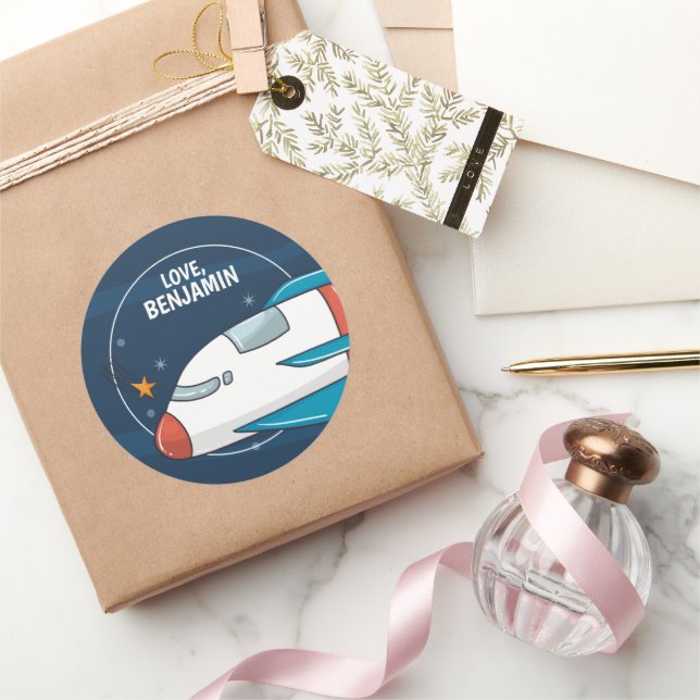 Weltraum-Astronautin Geburtstagspartei Runder Aufkleber (Schenken)