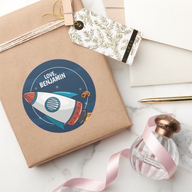 Weltraum-Astronautin Geburtstagspartei Runder Aufkleber (Schenken)