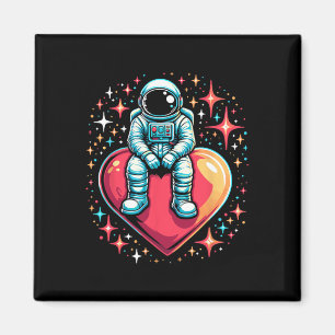 Weltraum Astronautin Herzlon Valentinstag Valentin Magnet