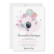 Weltraum-Astronautin Kinderdusche Einladung