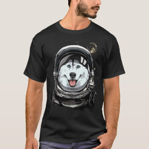 Weltraum Astronautin Sibirischer Husky Haustier T-Shirt