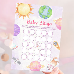 Weltraum-Baby-Shower-Bingo-Spielkarte Einladung