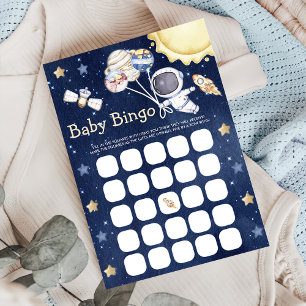 Weltraum-Baby-Shower-Bingo-Spielkarte Einladung