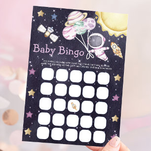 Weltraum-Baby-Shower-Bingo-Spielkarte Einladung