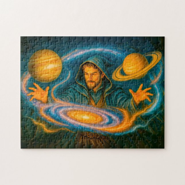Weltraum-beherrschender Magier in kosmischer Ölgem Puzzle (Horizontal)