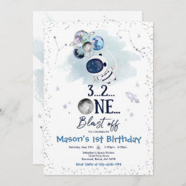 Weltraum-Birthday Party Planet Astronaut Rocket Einladung