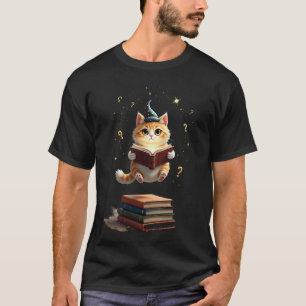 Weltraum-Buchliebhaber-Katze beim Lesen im All T-Shirt