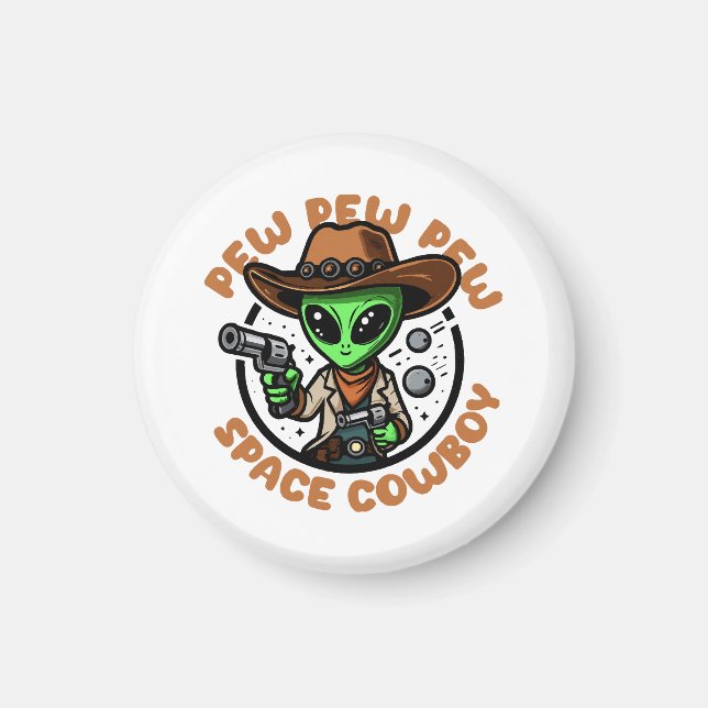 Weltraum-Cowboy Lustiger Außerirdischer Magnet (Vorne)