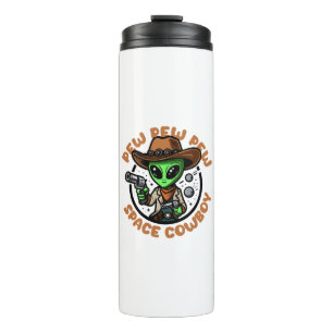 Weltraum-Cowboy Lustiger Außerirdischer Thermosbecher