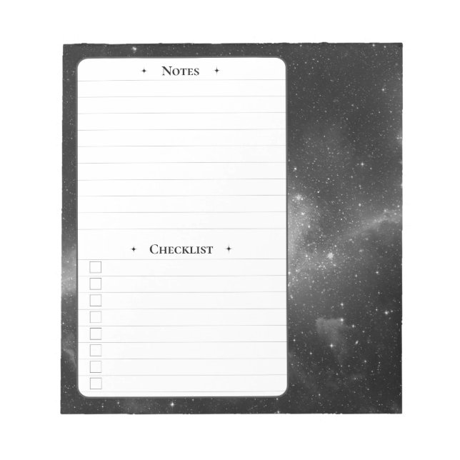 Weltraum | Daily Notes and Checklist Notepad Notizblock (Vorderseite)