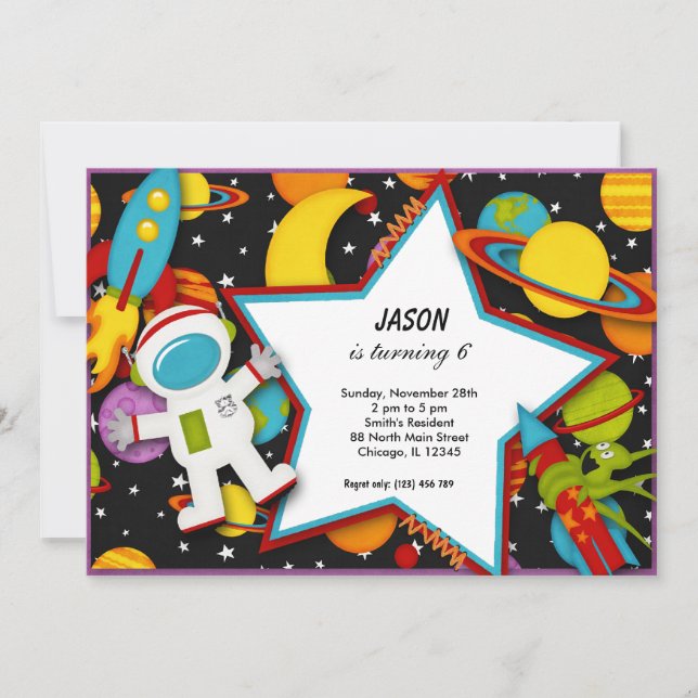 Weltraum Einladung (Vorderseite)