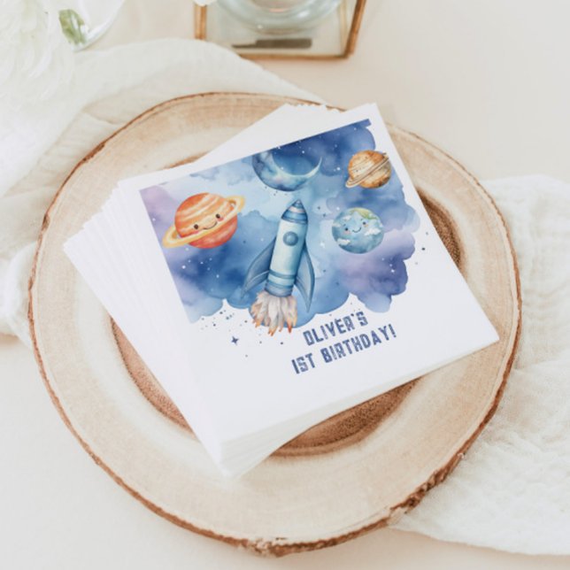 Weltraum Erste Reise um den Sonnenkuchen Geburtsta Serviette (Von Creator hochgeladen)