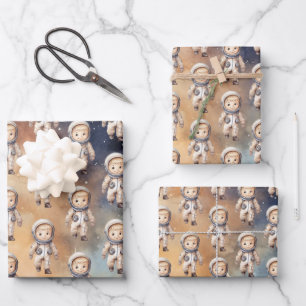 Weltraum Erste Reise um die Sonne Geburtstagsrappi Geschenkpapier Set