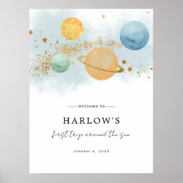 Weltraum Erste Reise um die Sonne Willkommen Zeich Poster