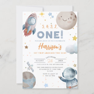 Weltraum Erste Reise um die Sonne zum Geburtstag Einladung