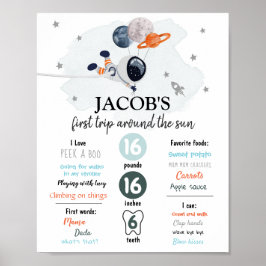 Weltraum Erster Geburtstag Meilenstein Unterwegs G Poster