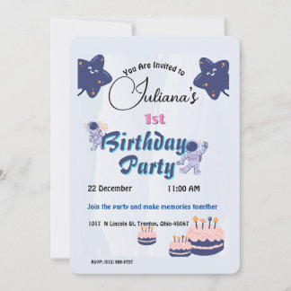 Weltraum Explorer Geburtstag - Astronauten und Ste Einladung