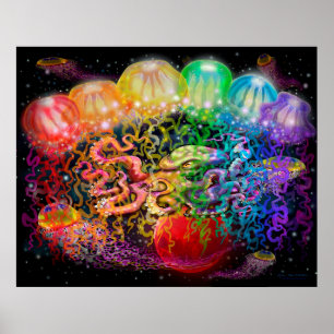 Weltraum-Fantasie-Tentakel Poster