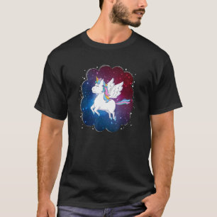 Weltraum fliegendes Einhorn Süßes Einhorn für Frau T-Shirt