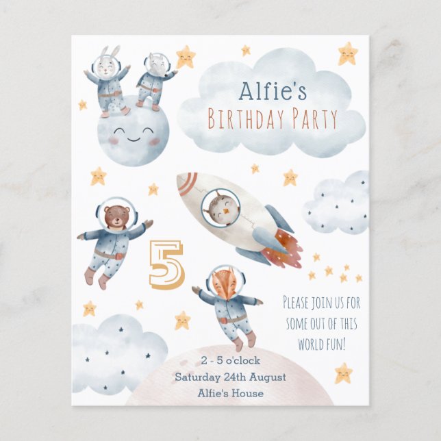 Weltraum für Kid Astronaut zum Geburtstag (Vorderseite)