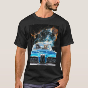 Weltraum-Galaxie-Katzen fahren Katze-Auto T-Shirt