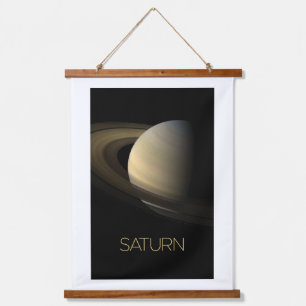 Weltraum, Galaxie, Sonnensystem, Planet Saturn Wandteppich Mit Holzrahmen