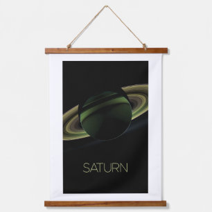 Weltraum, Galaxie, Sonnensystem, Planet Saturn Wandteppich Mit Holzrahmen
