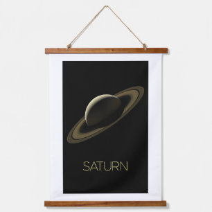 Weltraum, Galaxie, Sonnensystem, Planet Saturn Wandteppich Mit Holzrahmen