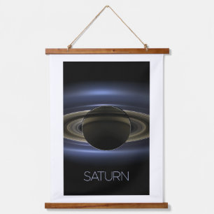 Weltraum, Galaxie, Sonnensystem, Planet Saturn Wandteppich Mit Holzrahmen