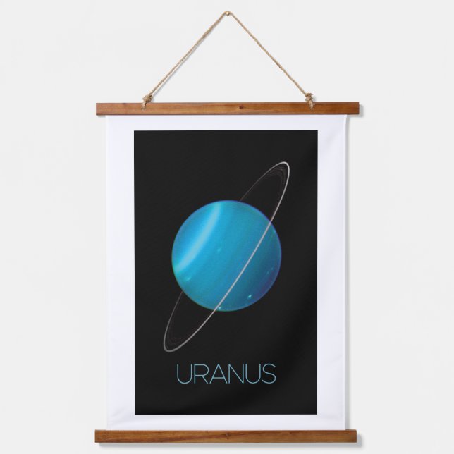 Weltraum, Galaxie, Sonnensystem, Planet Uranus Wandteppich Mit Holzrahmen (Vorderseite)