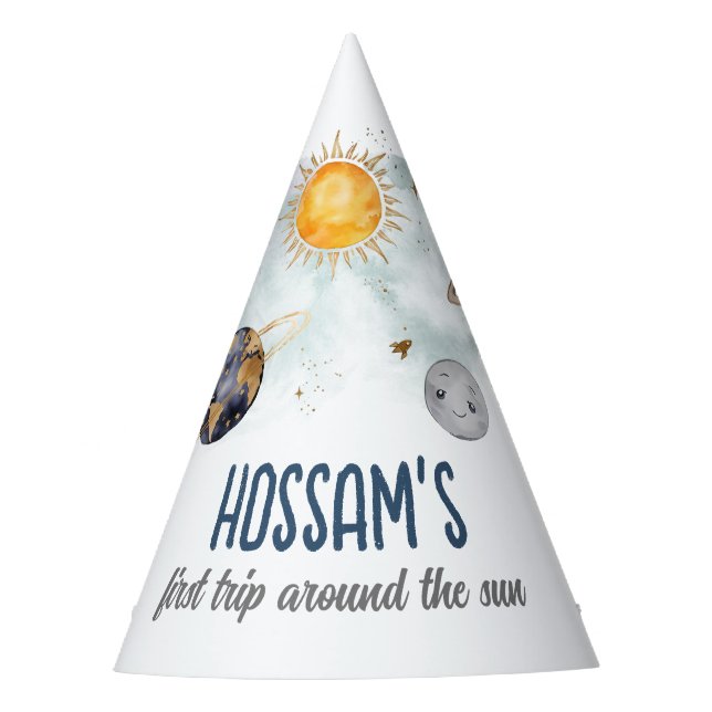 Weltraum Geburtstag Galaxy Sun Moon Sterne Planete Partyhütchen (Vorderseite)