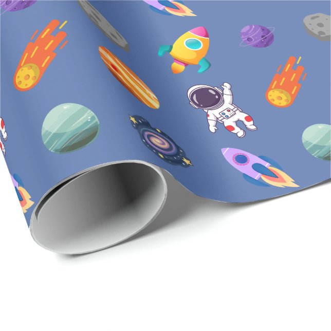 Weltraum-Geburtstag Geschenkpapier (Rolleneckpunkt)