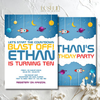 Weltraum Geburtstag kosmisches Galaxie-Party Einladung