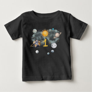 Weltraum Geburtstags Galaxie Sonne Mond Sterne Pla Baby T-shirt