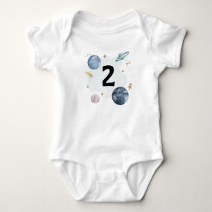 Weltraum Geburtstags Planeten Galaxie 2 Zwei Shirt