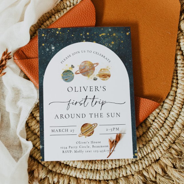 Weltraum-Geburtstagseinladung | Erste Reise zum Ge Einladung (Von Creator hochgeladen)