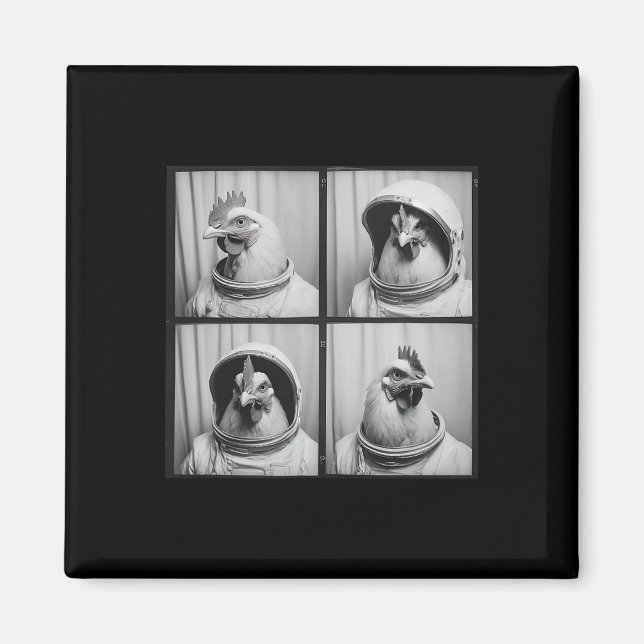 Weltraum-Hahn-Astronaut-Huhn  Magnet (Vorne)