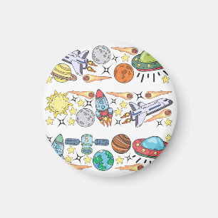 Weltraum: HandGezeichnet Vintage Doodles Magnet